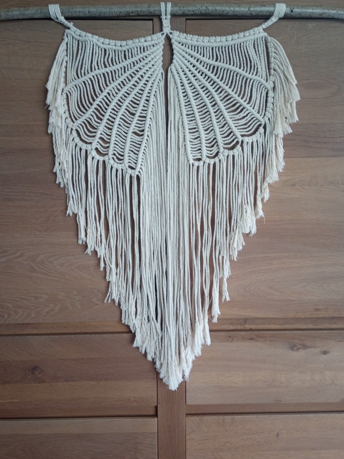 Wanddecoratie wings, macramé, ecru