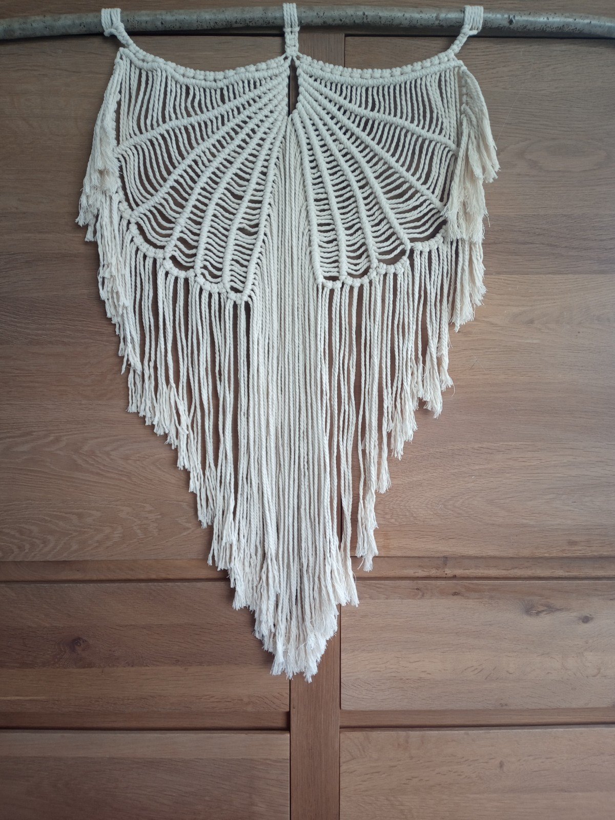 Wanddecoratie wings, macramé, ecru