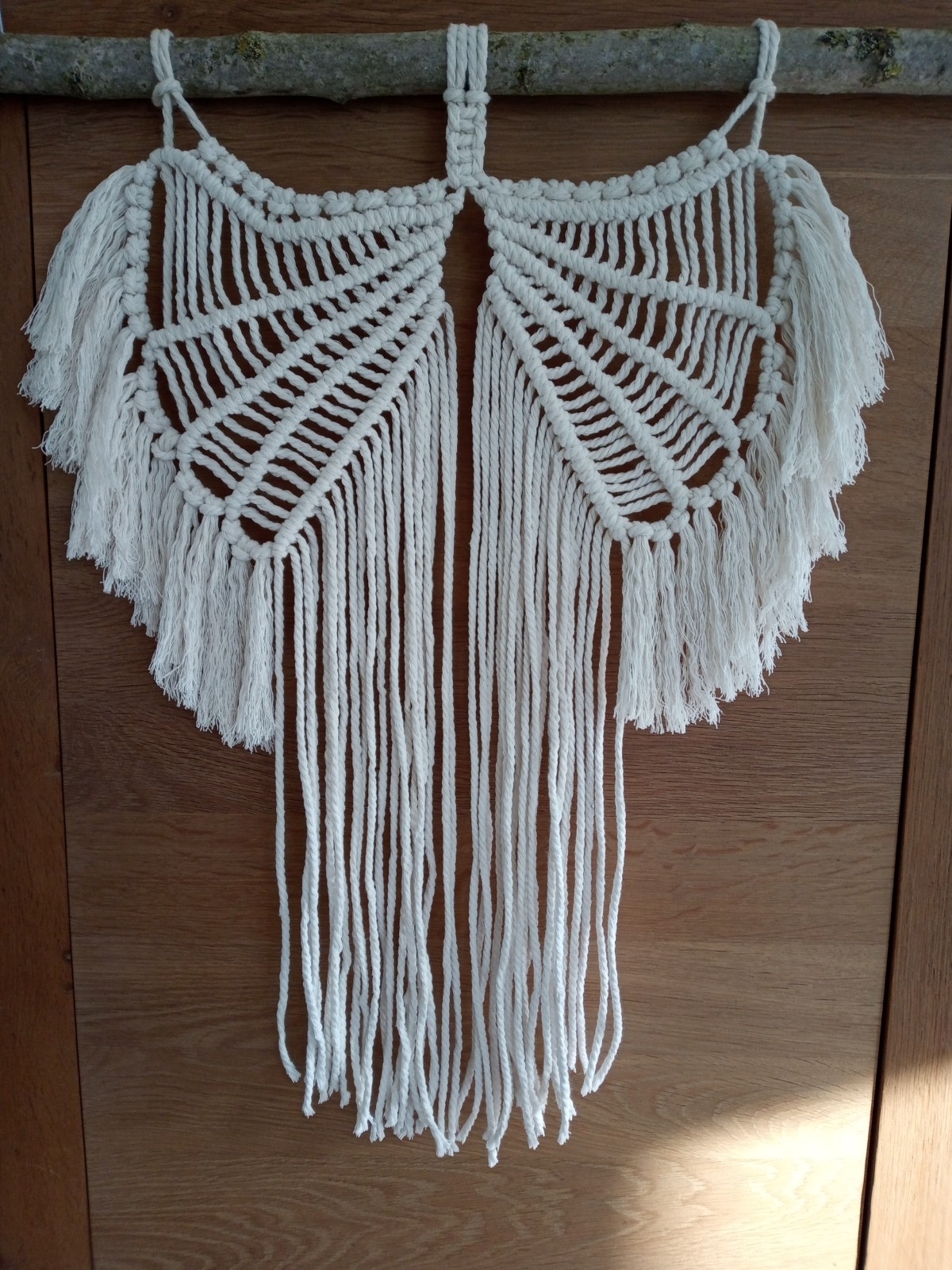 Wanddecoratie, macramé, ecru