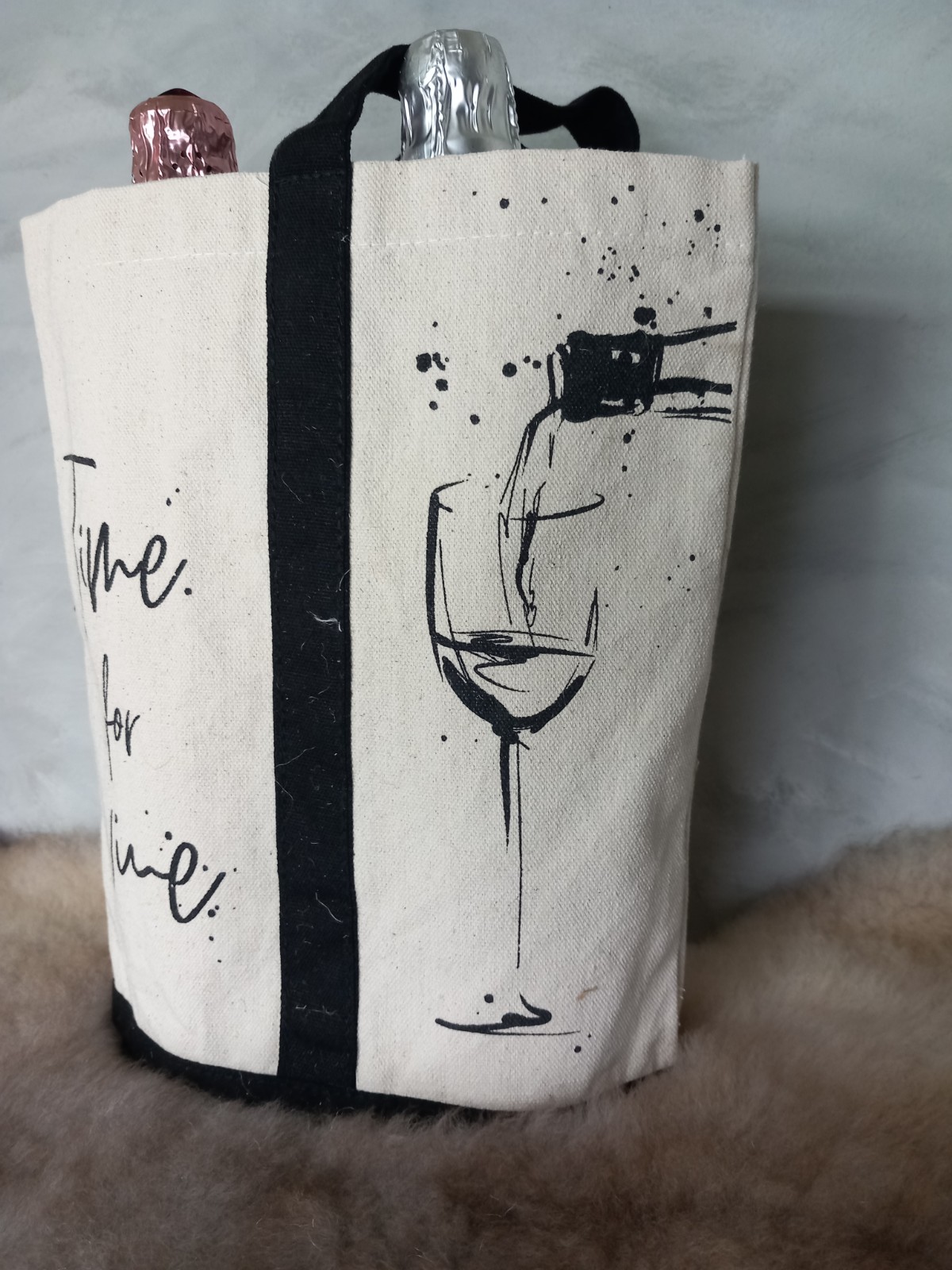 Witte katoen wijn tas voor 2 flessen wijn - 102095 Witte katoen wijn tas voor 2 flessen wijn