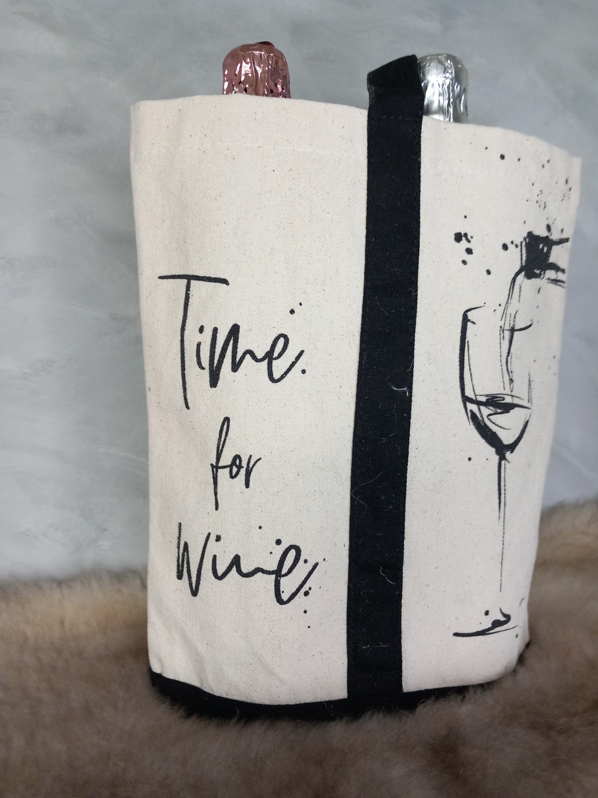 Witte katoen wijn tas voor 2 flessen wijn - 102096 Witte katoen wijn tas voor 2 flessen wijn