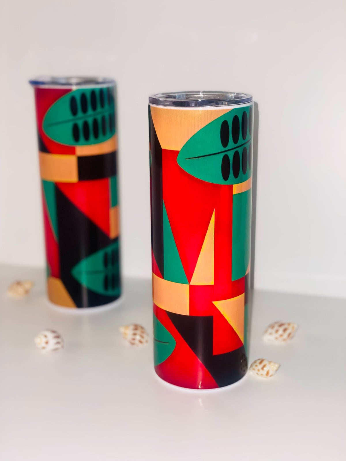 20 oz Drinkbeker met Afrikaanse Geometrische Print – Thermobeker 590 ml – Warm & Koud