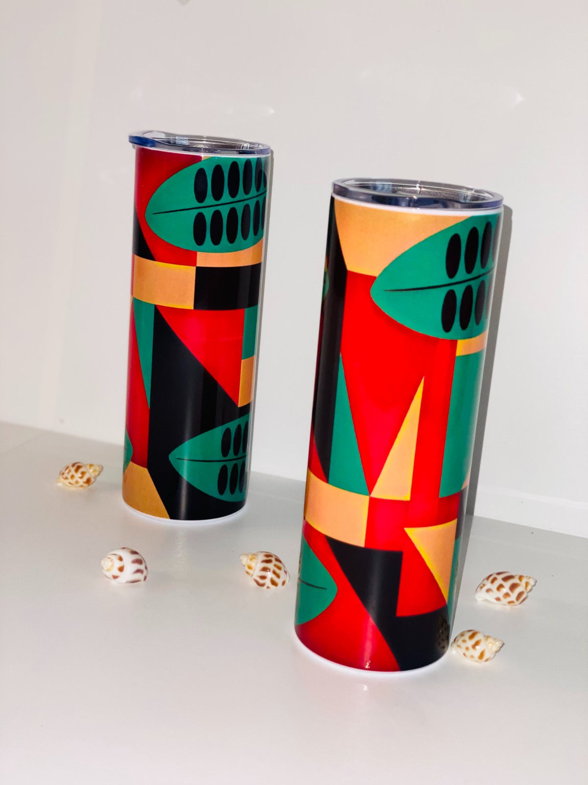 20 oz Drinkbeker met Afrikaanse Geometrische Print – Thermobeker 590 ml – Warm & Koud