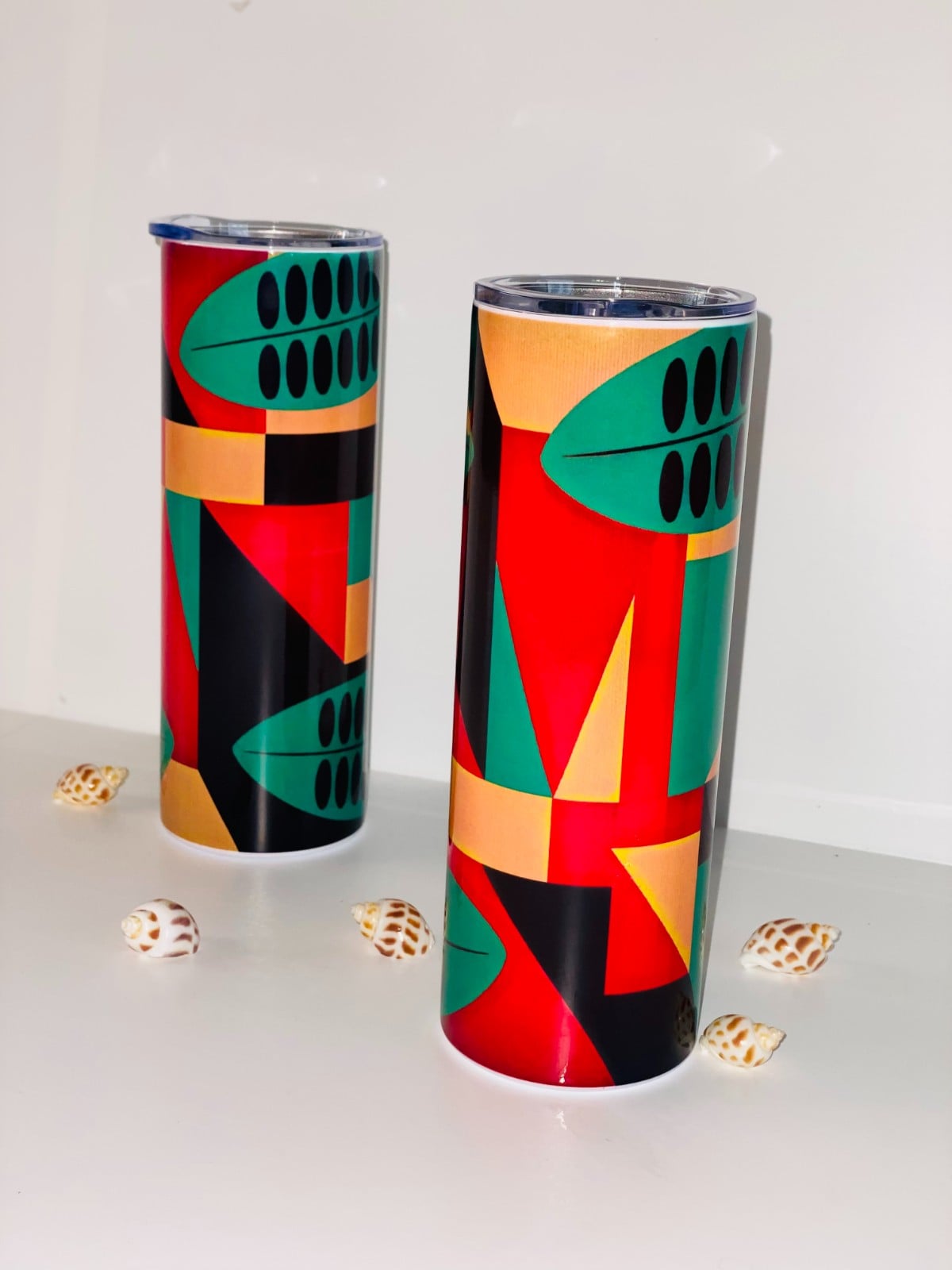 20 oz Drinkbeker met Afrikaanse Geometrische Print – Thermobeker 590 ml – Warm & Koud