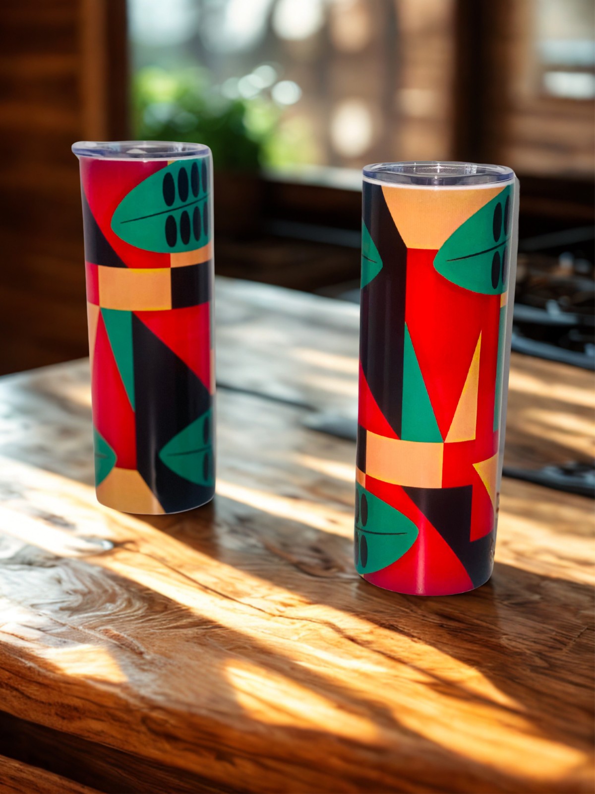 20 oz Drinkbeker met Afrikaanse Geometrische Print – Thermobeker 590 ml – Warm & Koud