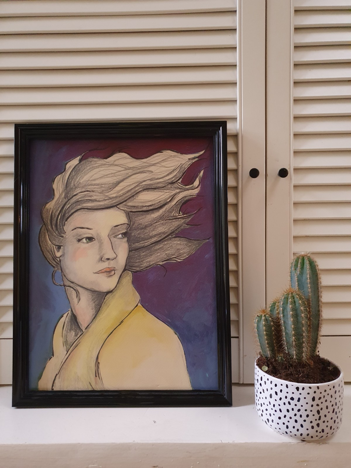 Don't look back.kunstprint van mixed media schilderij, portret van vrouw, illustratie,vrije vrouw, cadeau voor haar,bohemian,print A3