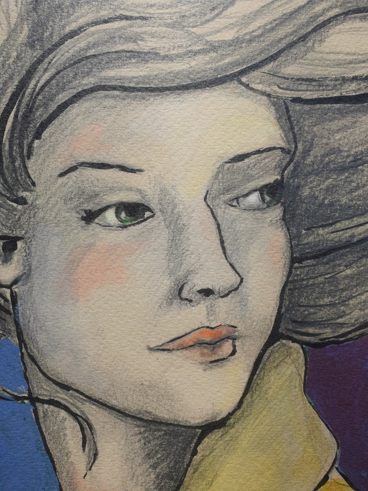 Don't look back.kunstprint van mixed media schilderij, portret van vrouw, illustratie,vrije vrouw, cadeau voor haar,bohemian,print A3