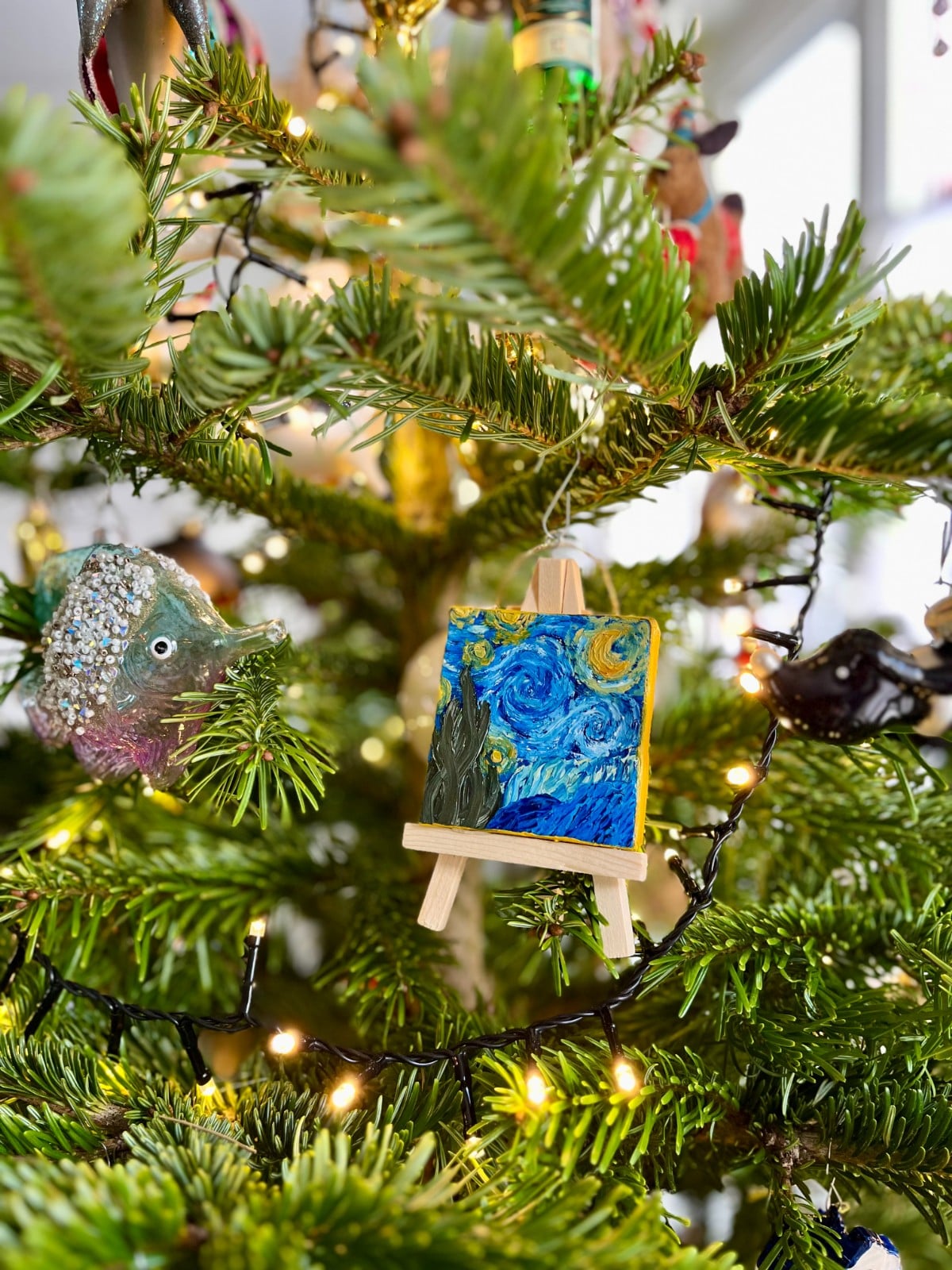 KUNSTBAL - Vincent van Gogh - Handgeschilderd canvas voor in de kerstboom