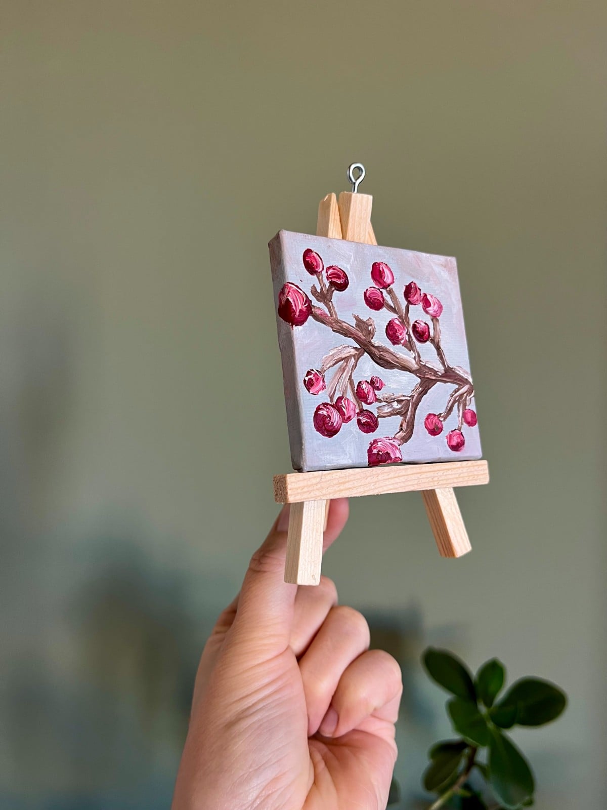 KUNSTBAL - Winterberries - Handgeschilderd canvas voor in de kerstboom - 106800 KUNSTBAL - Winterberries - Handgeschilderd canvas voor in de kerstboom