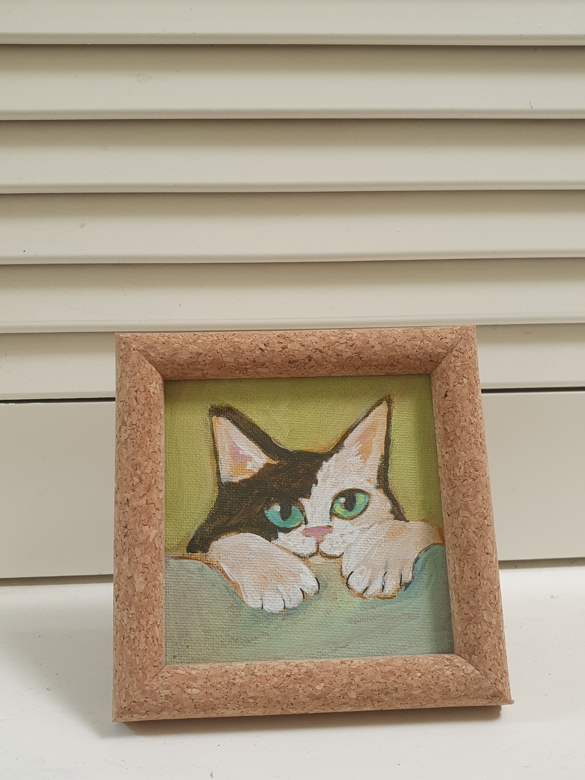 Katje Kiekeboe – Klein Origineel Schilderij | Zwart-Witte Kat | 10x… - 106419 Katje Kiekeboe – Klein Origineel Schilderij | Zwart-Witte Kat | 10x10 cm Canvasboard | Inclusief Lijst | Schattige Kattenkunst voor de Kattenvriend