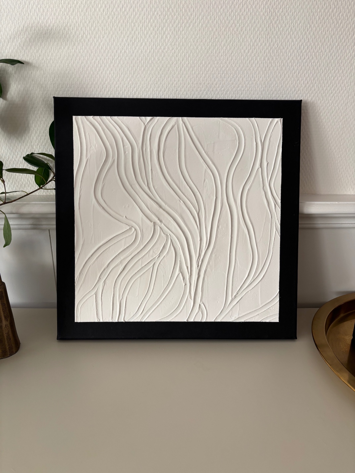 Zwart-witte golven - Textured Art