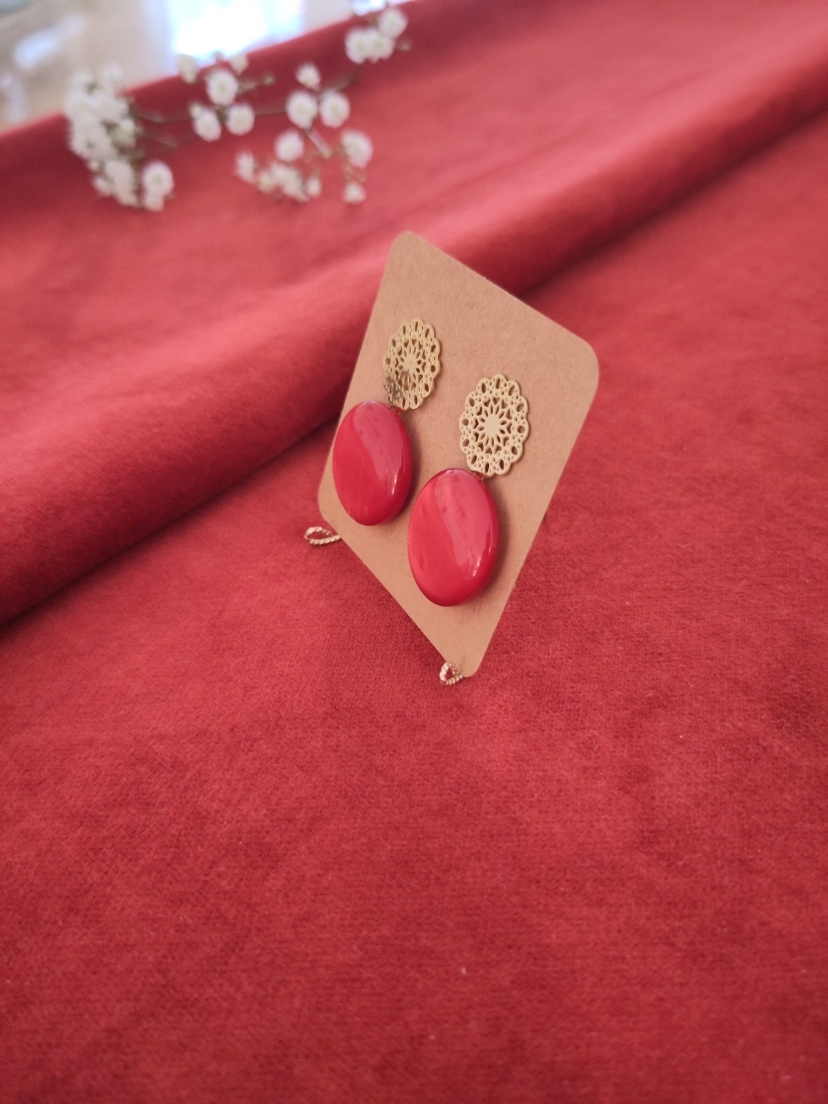 Vintage knoop oorbellen | Flower Power - 108563 Vintage knoop oorbellen | Flower Power