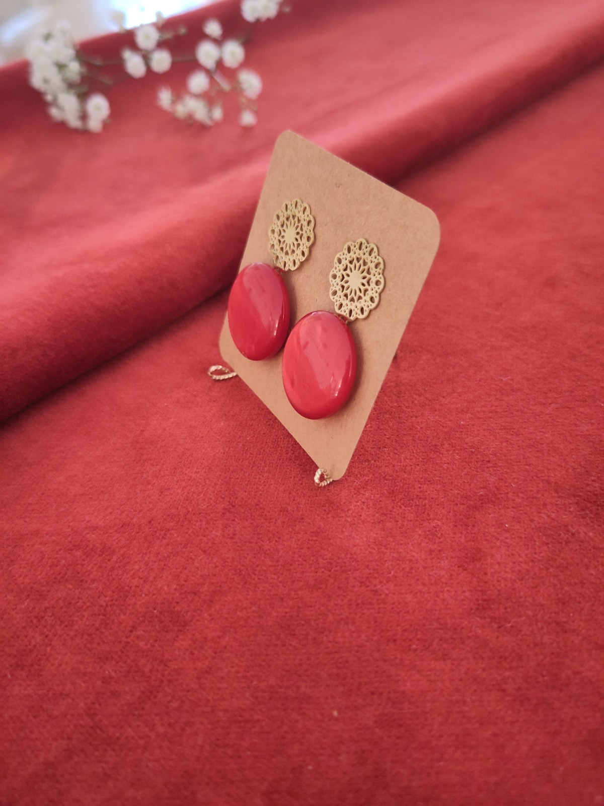 Vintage knoop oorbellen | Flower Power - 108564 Vintage knoop oorbellen | Flower Power