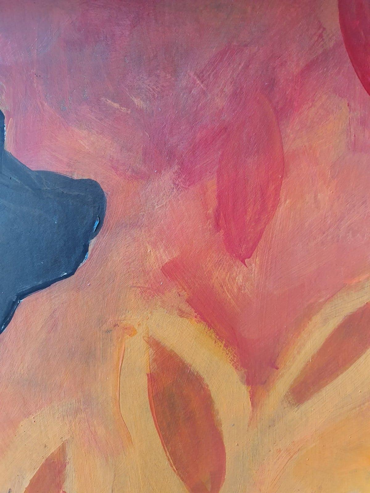 fire girl A3 Kunstprint – Vurig Vrouwenportret in Rode Tinten | Acryl Schilderij met Bloemenmotief