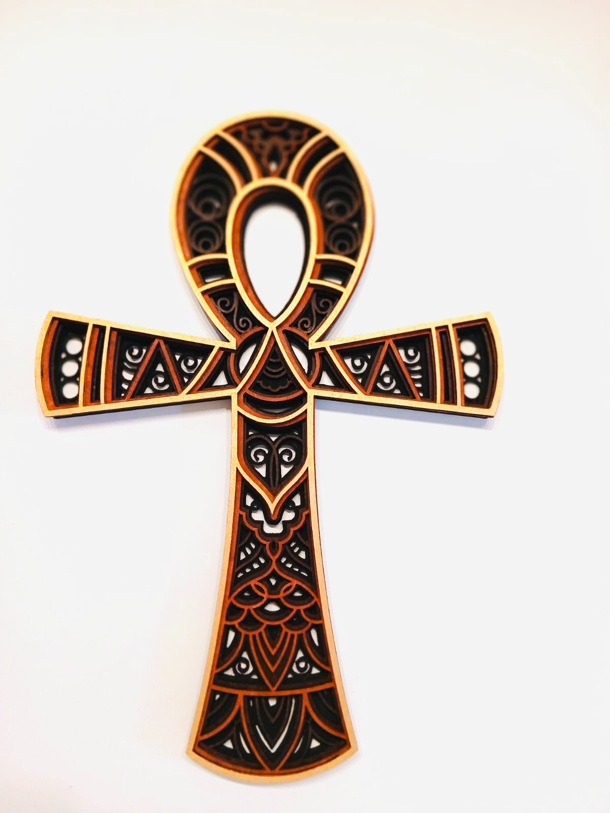 Houten Ankh Wanddecoratie – Levenssleutel Symbool – Laser Cut Des… - 109904 Houten Ankh Wanddecoratie – Levenssleutel Symbool – Laser Cut Design – 34 × 24 cm