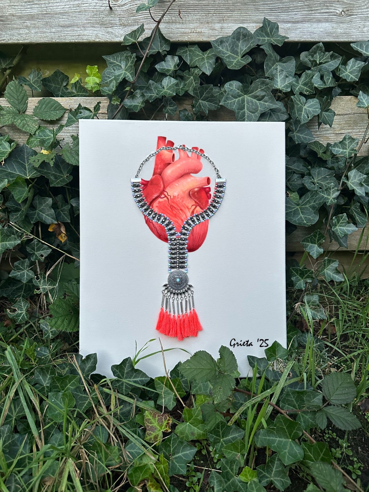 Kunst print, Eco materiaal, Handgemaakt, Uniek stuk! = Hart Juweel (p… - 109204 Kunst print, Eco materiaal, Handgemaakt, Uniek stuk! = Hart Juweel (poster, beige, verschillenden maten)