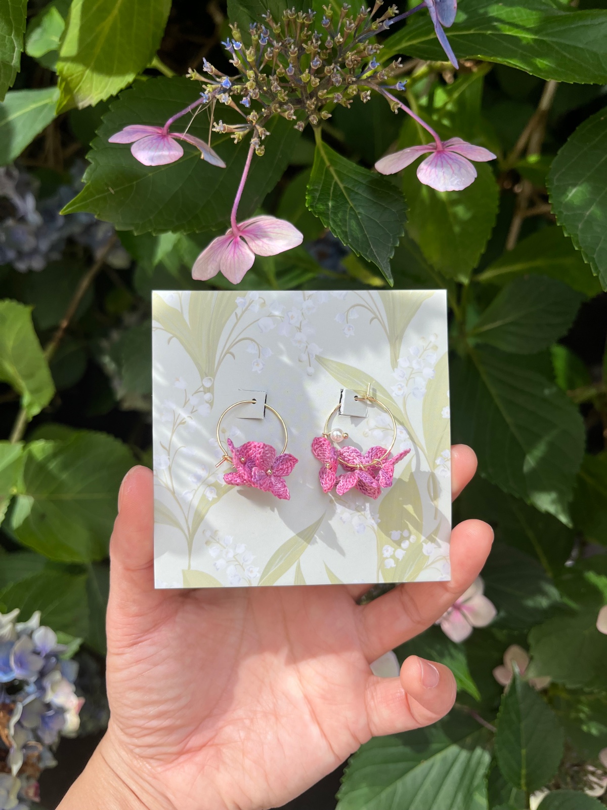 Micro Gehaakte Hortensia Oorringen Oorbellen