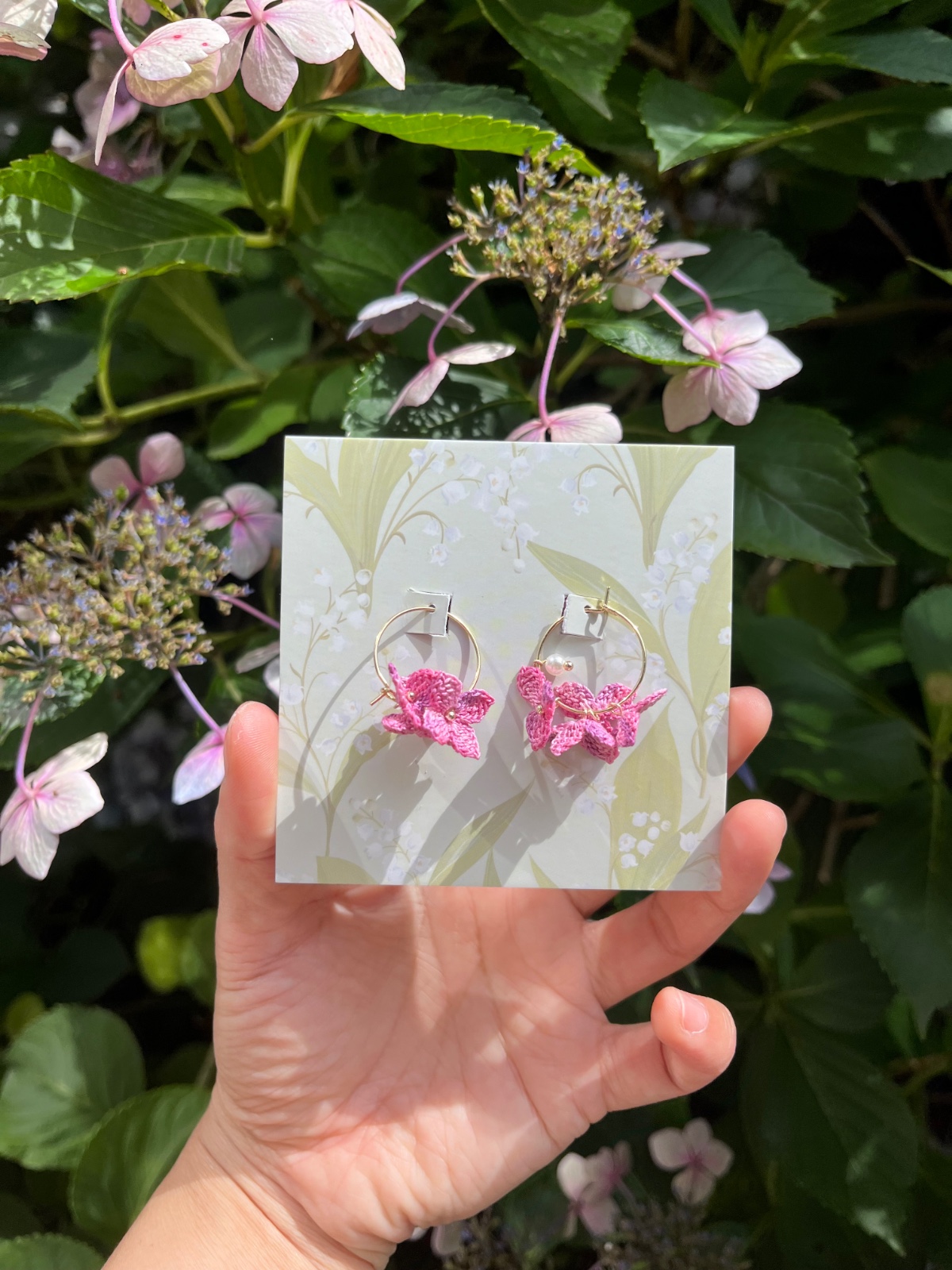 Micro Gehaakte Hortensia Oorringen Oorbellen