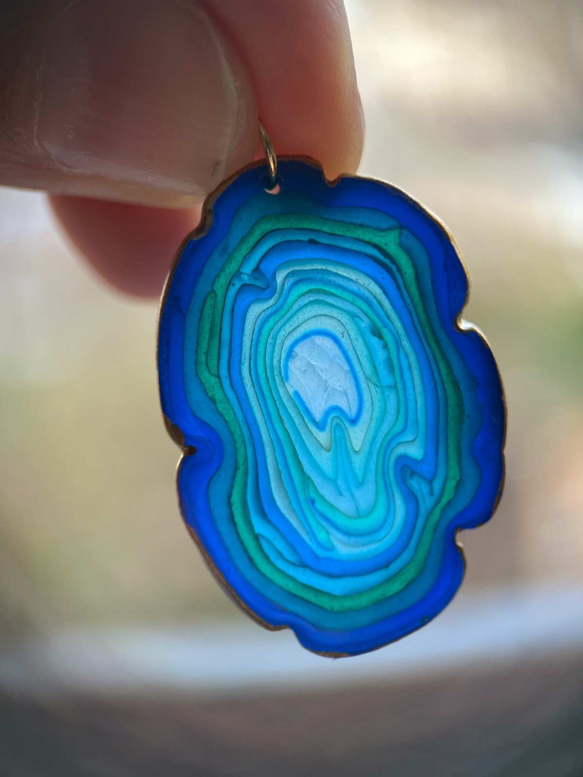 Oorbellen faux agate blauw II