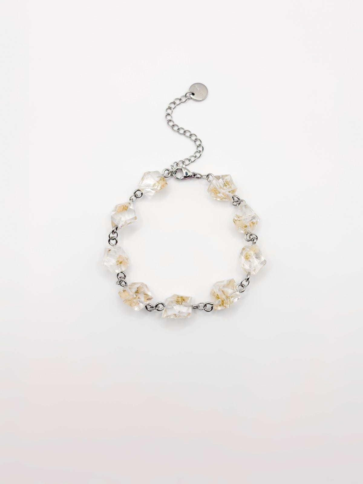 Armband met Kristalvormige Hangers Gevuld met Echt Gipskruid (The Classics)