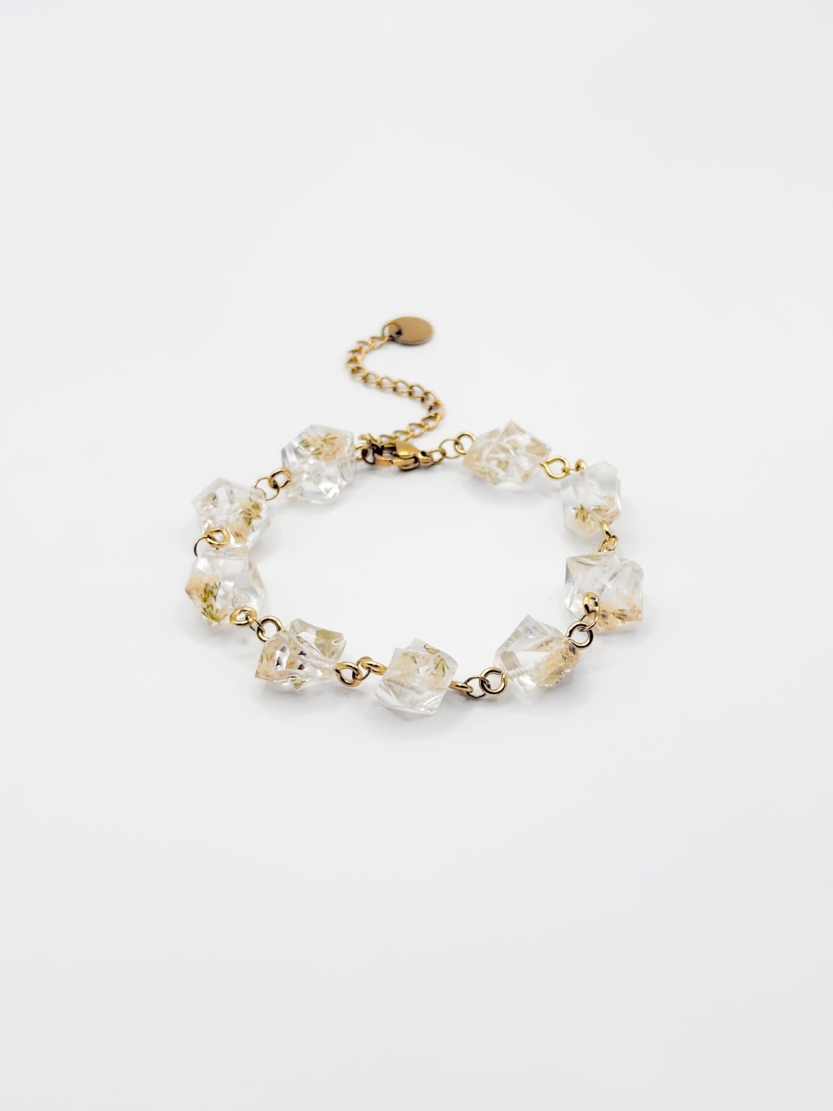 Armband met Kristalvormige Hangers Gevuld met Echt Gipskruid (The Classics)