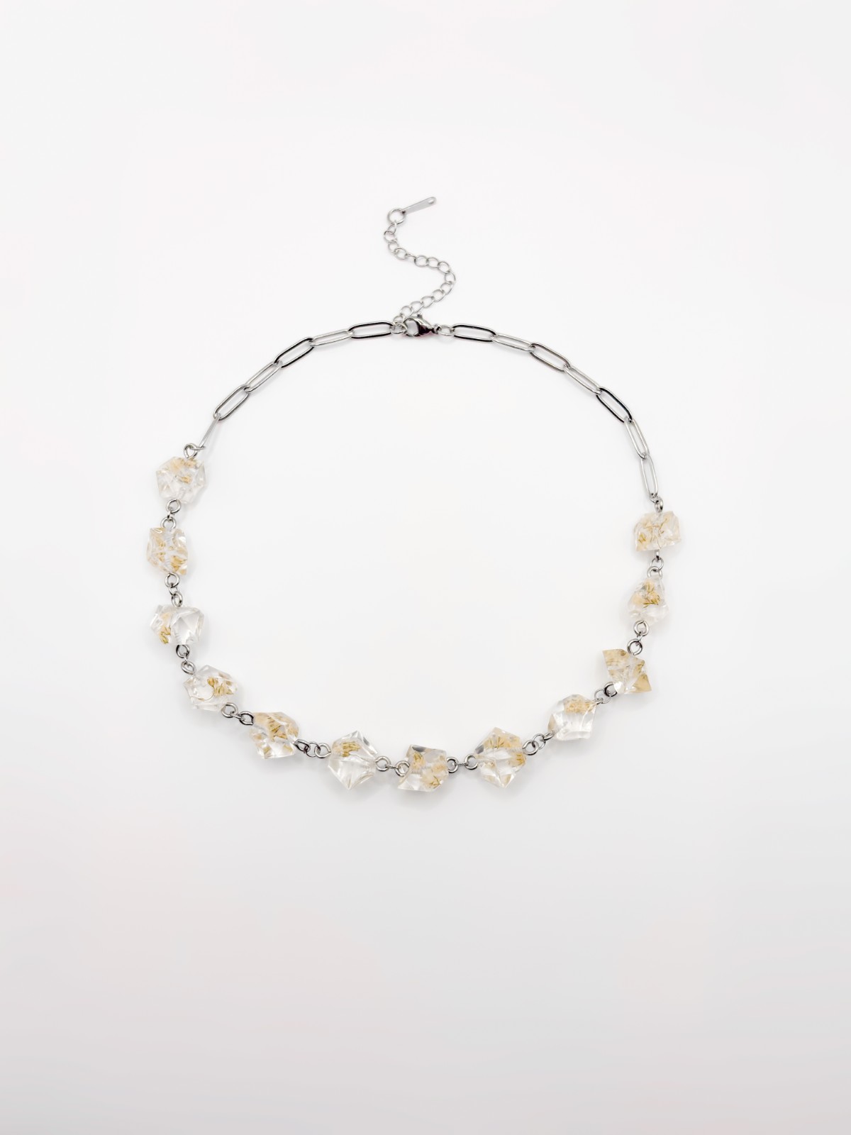 Ketting met Kristalvormen Gevuld met Echt Gipskruid (The Classics)