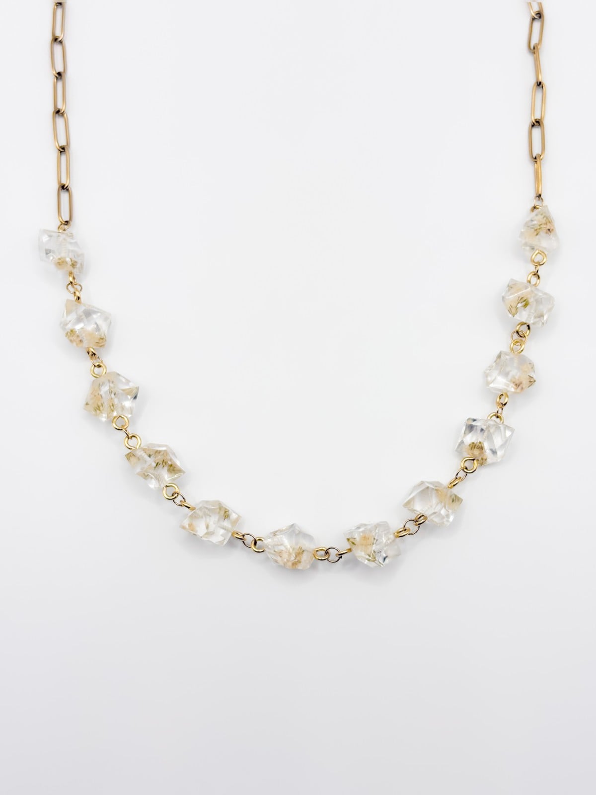 Ketting met Kristalvormen Gevuld met Echt Gipskruid (The Classics)