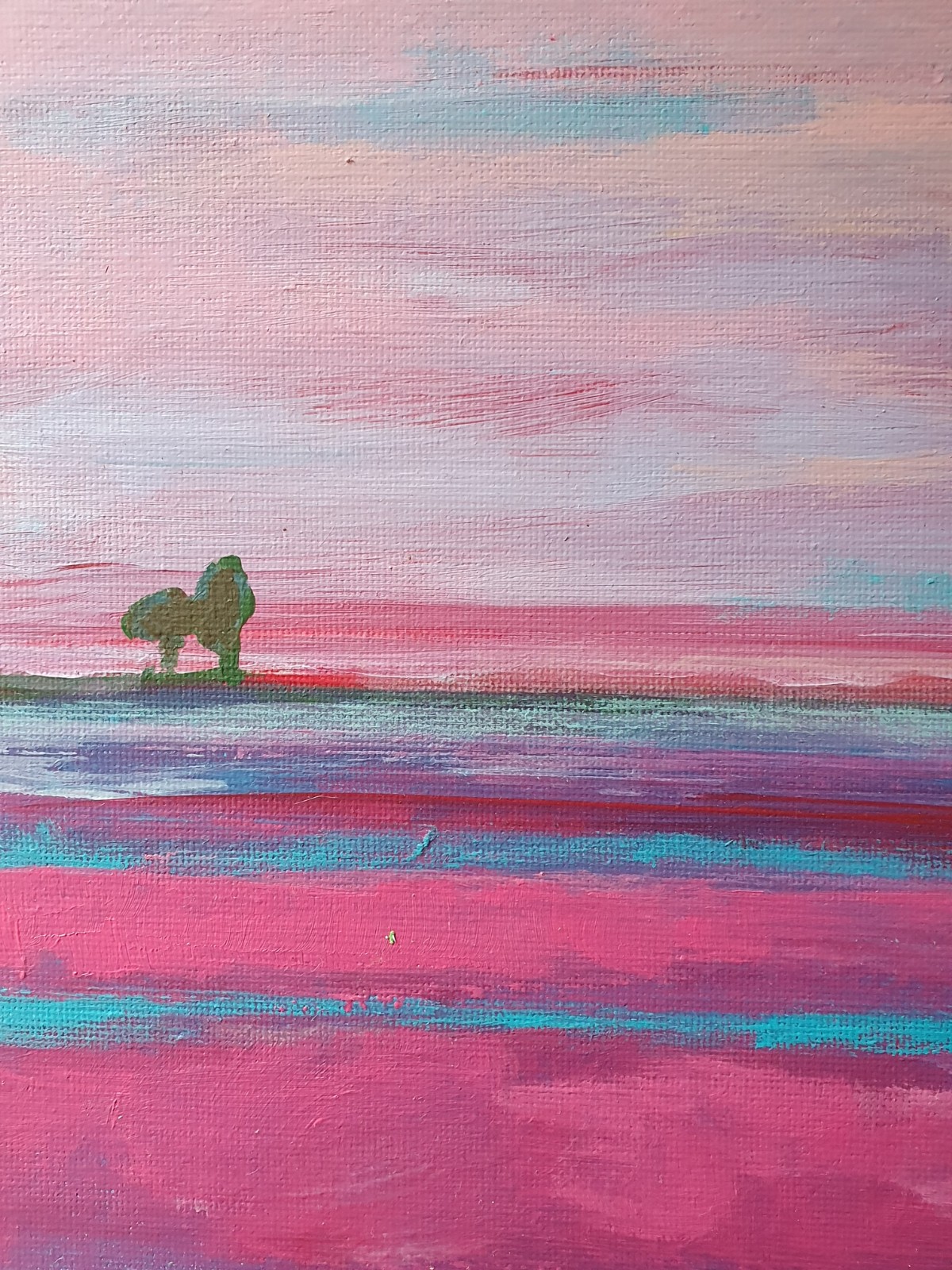 roze landschap. Origineel schilderij