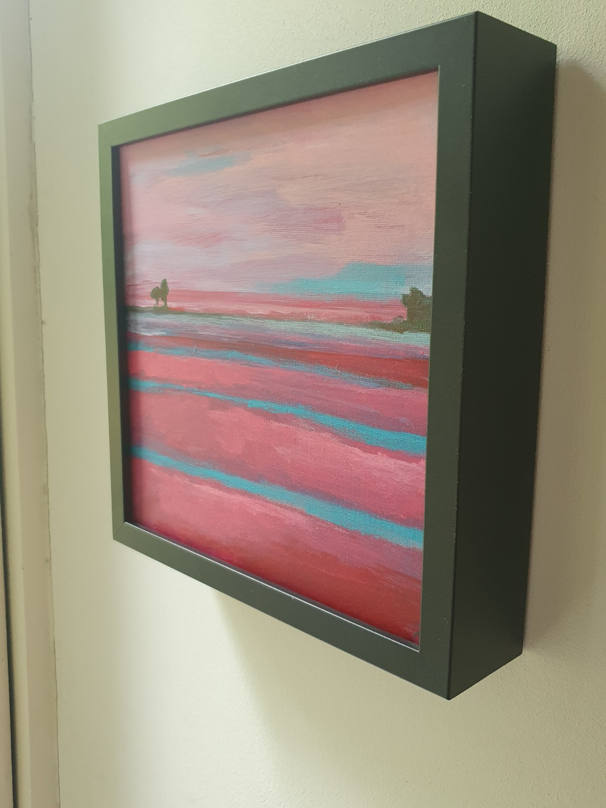 roze landschap. Origineel schilderij