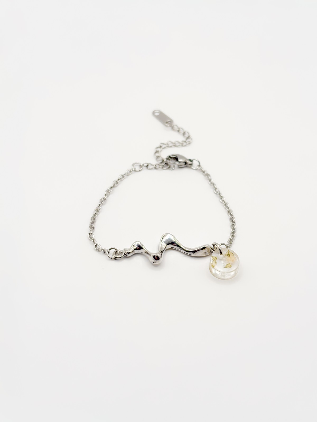 Sierlijke Armband met Ronde Hanger Gevuld met Echt Gipskruid (The Classics)