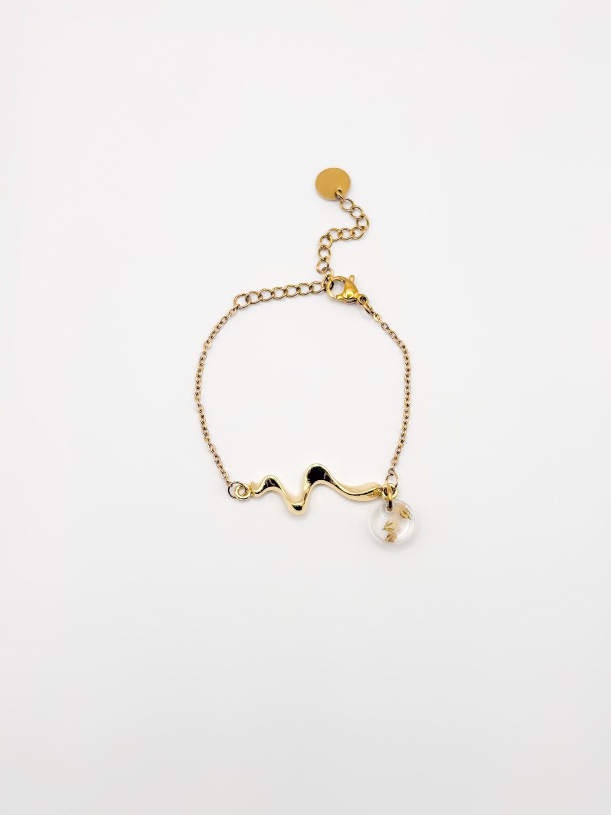 Sierlijke Armband met Ronde Hanger Gevuld met Echt Gipskruid (The Classics)