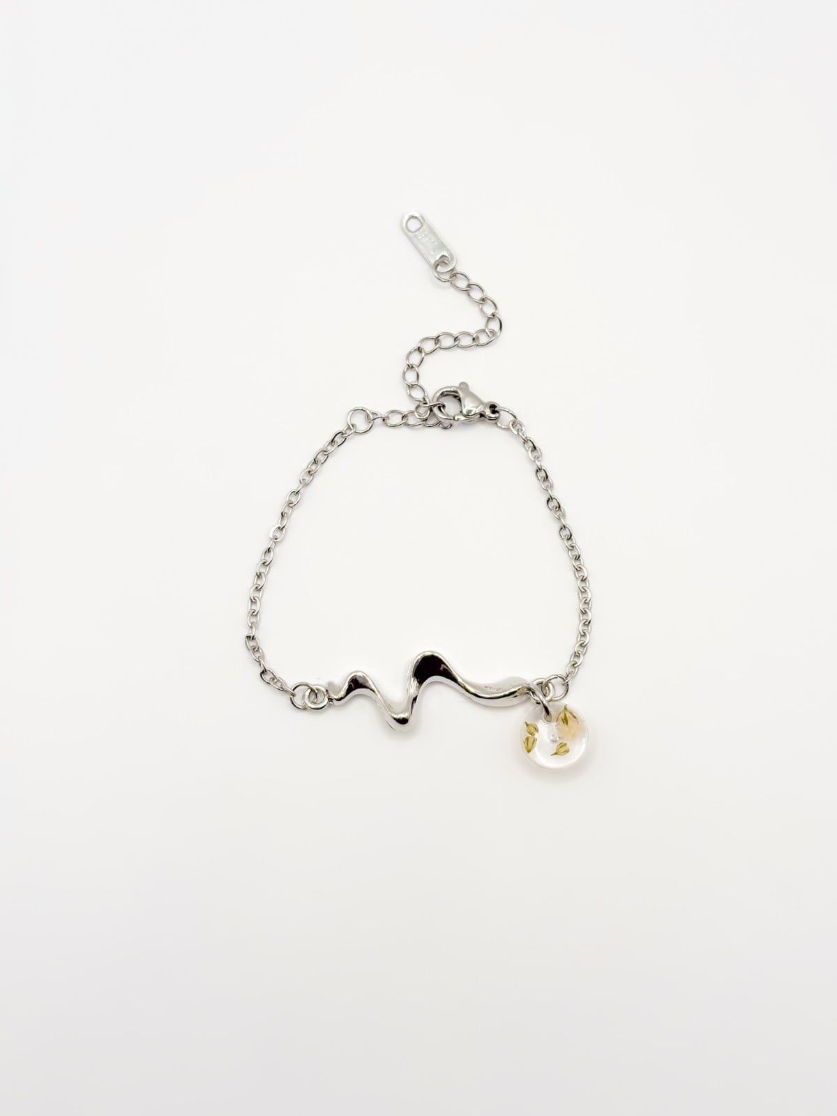 Sierlijke Armband met Ronde Hanger Gevuld met Echt Gipskruid (The Classics)