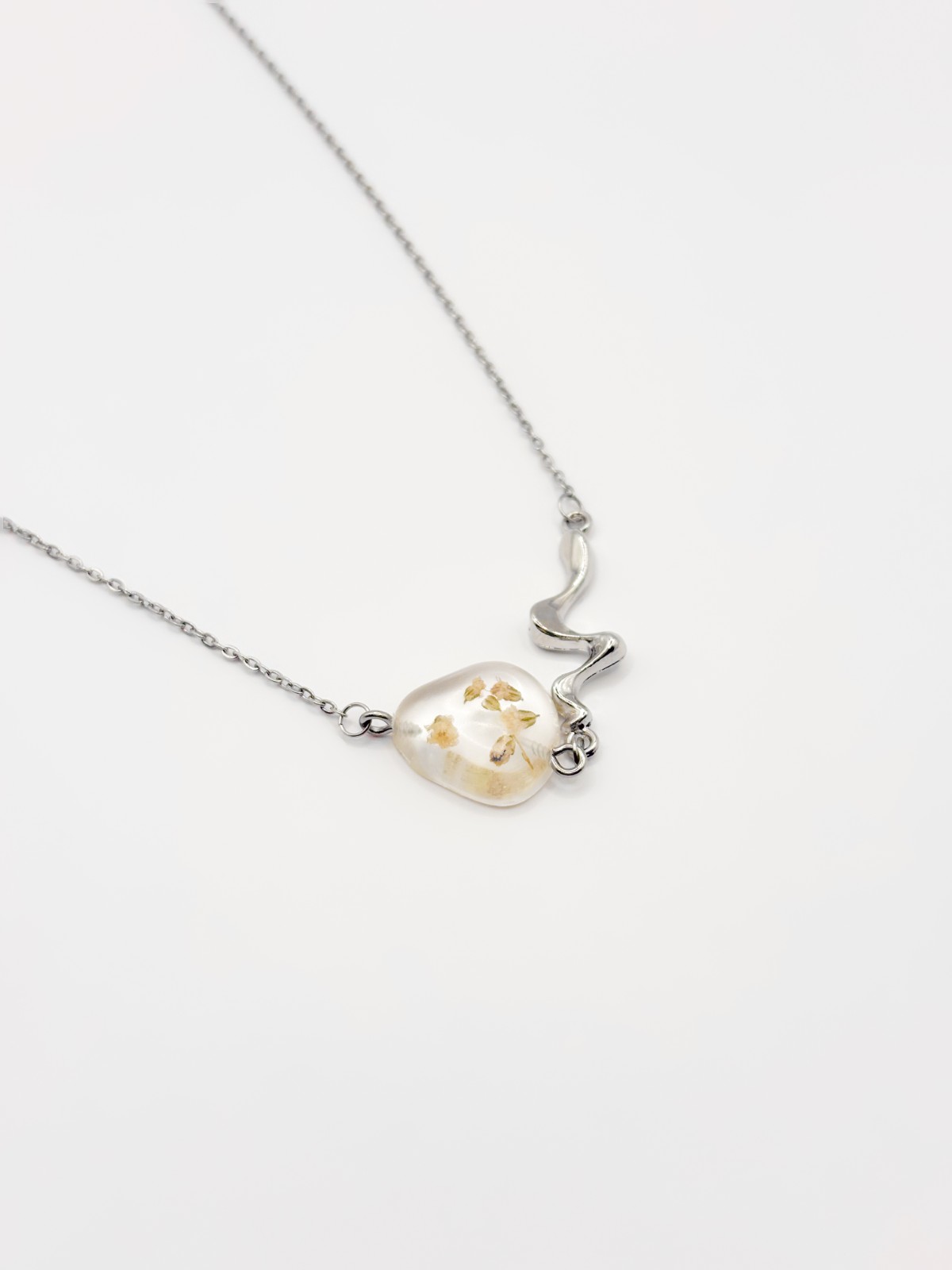 Sierlijke Ketting met Steen Gevuld met Echt Gipskruid (The Classics)