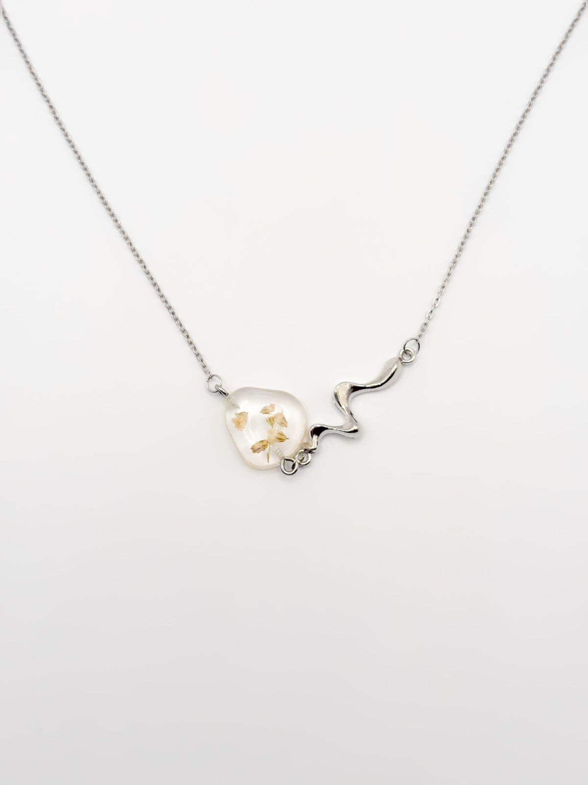 Sierlijke Ketting met Steen Gevuld met Echt Gipskruid (The Classics)