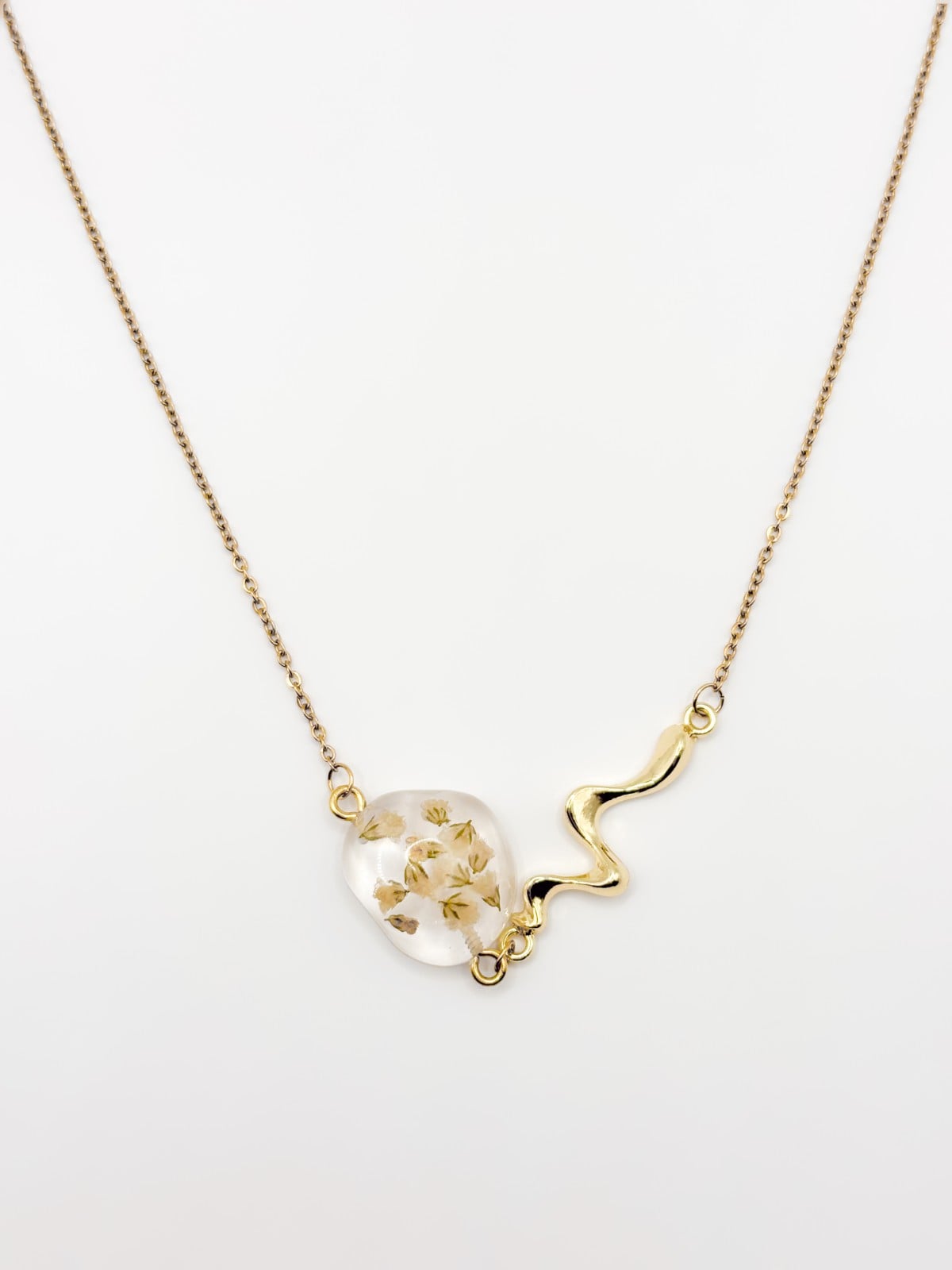 Sierlijke Ketting met Steen Gevuld met Echt Gipskruid (The Classics)