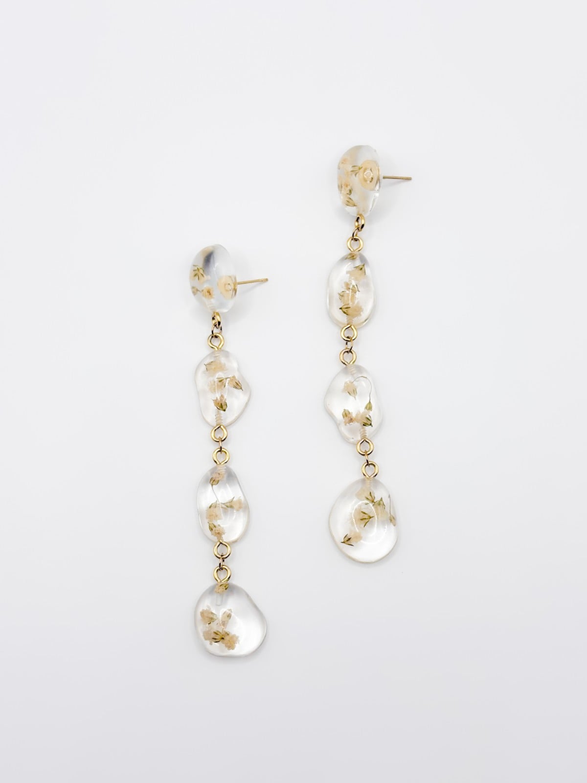 Statement Oorbellen met 4 Kleine Stenen Gevuld met Echt Gipskruid (The Classics)