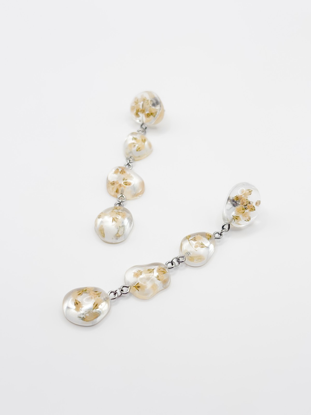 Statement Oorbellen met 4 Kleine Stenen Gevuld met Echt Gipskruid (The Classics)