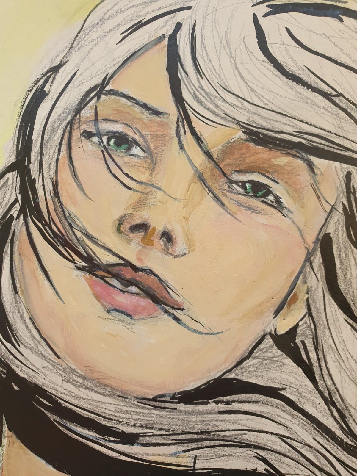 yellow. Print van vrouwenportret