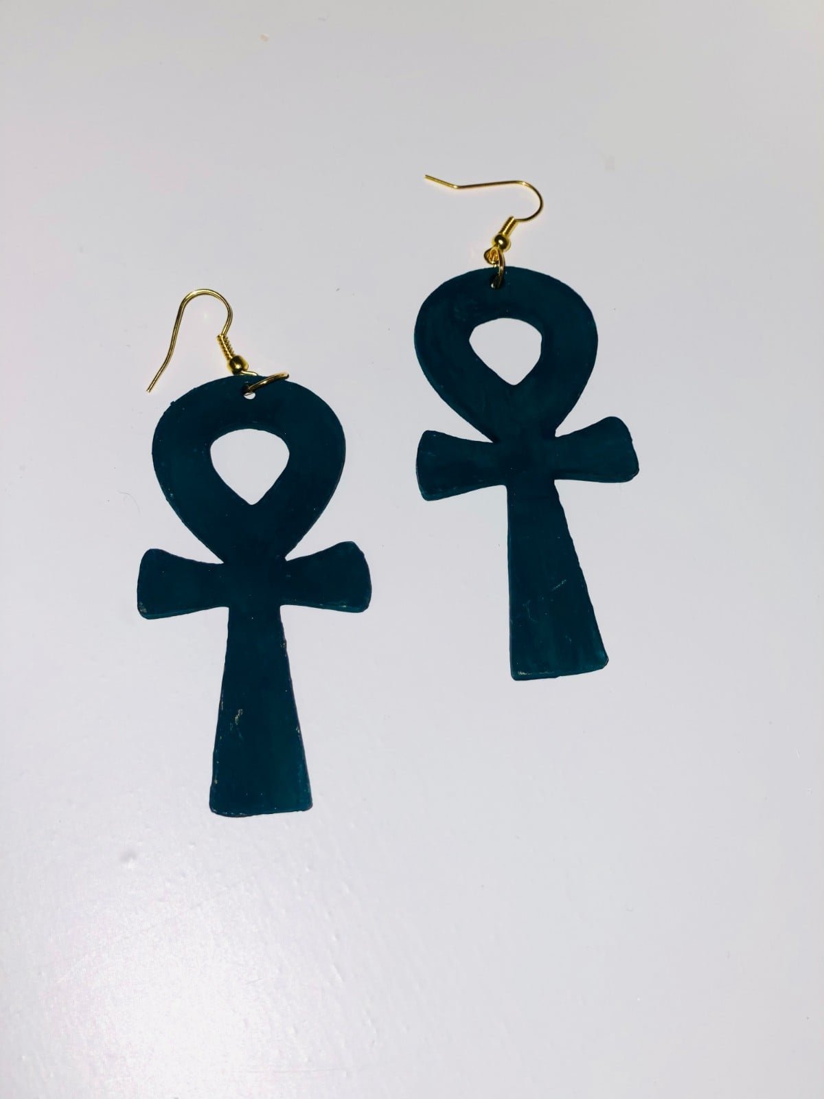 Ankh Oorbellen | Uitgelaserd & Met de Hand Geverfd | Uniek Design-hout