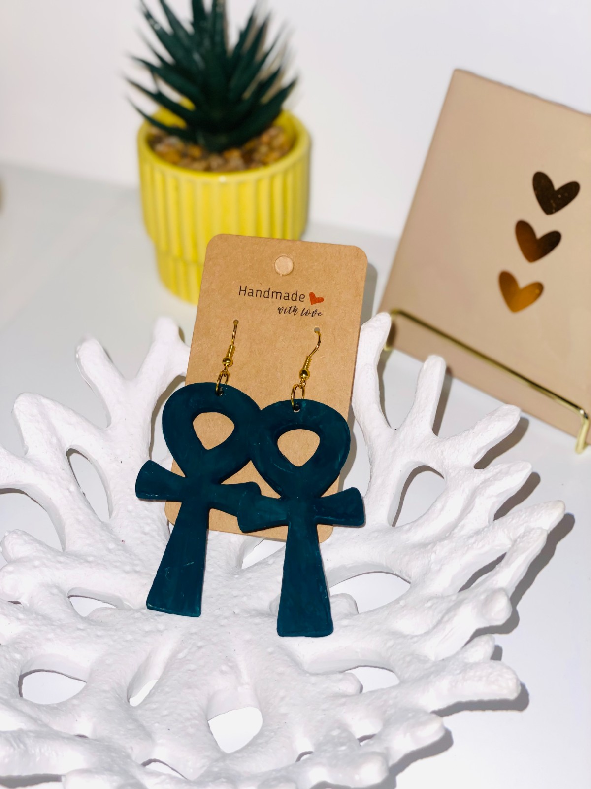 Ankh Oorbellen | Uitgelaserd & Met de Hand Geverfd | Uniek Design-hout