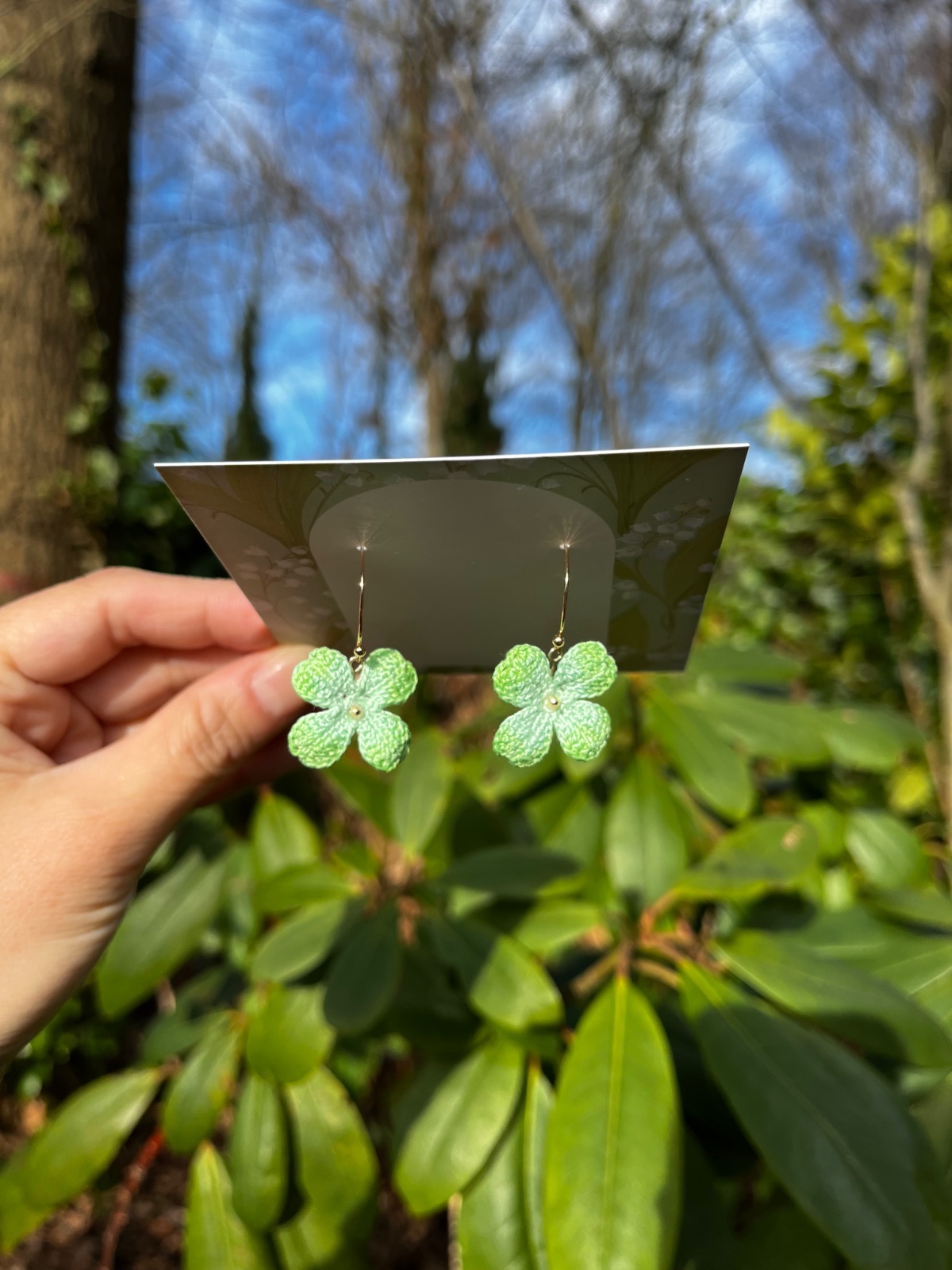 Gehaakte vierklaver oorbellen