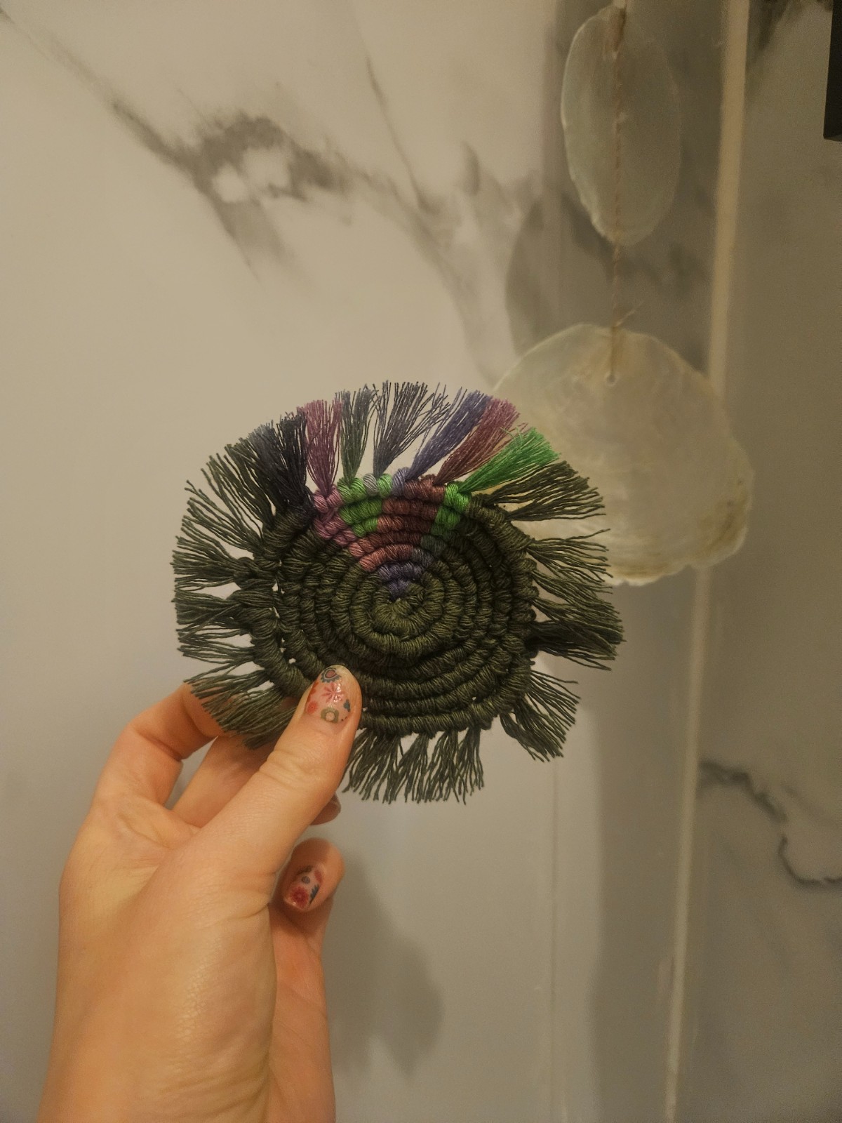 Groene macramé onderzetter - 115266 Groene macramé onderzetter