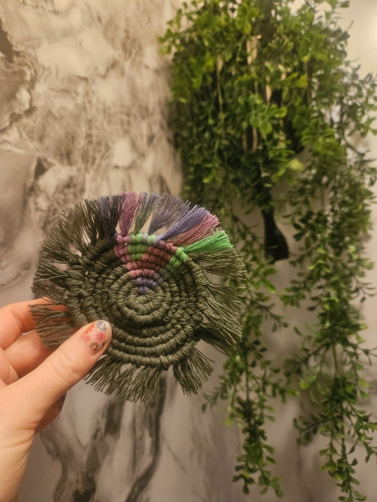 Groene macramé onderzetter - 115268 Groene macramé onderzetter