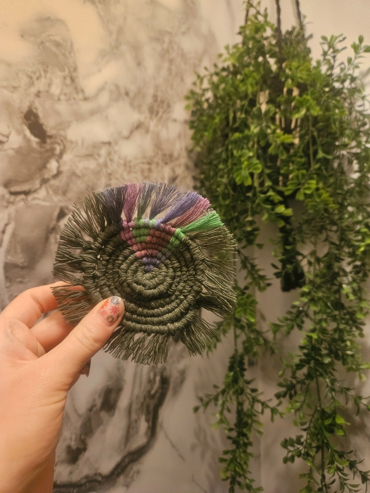 Groene macramé onderzetter - 115269 Groene macramé onderzetter