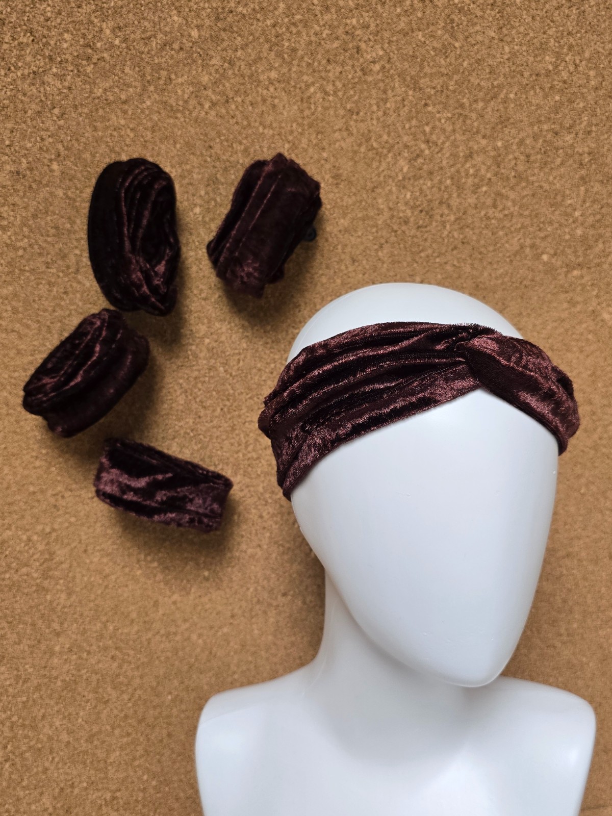 Haarband met draad | velours | handgemaakt | vormbaar | meerdere draagwijzen