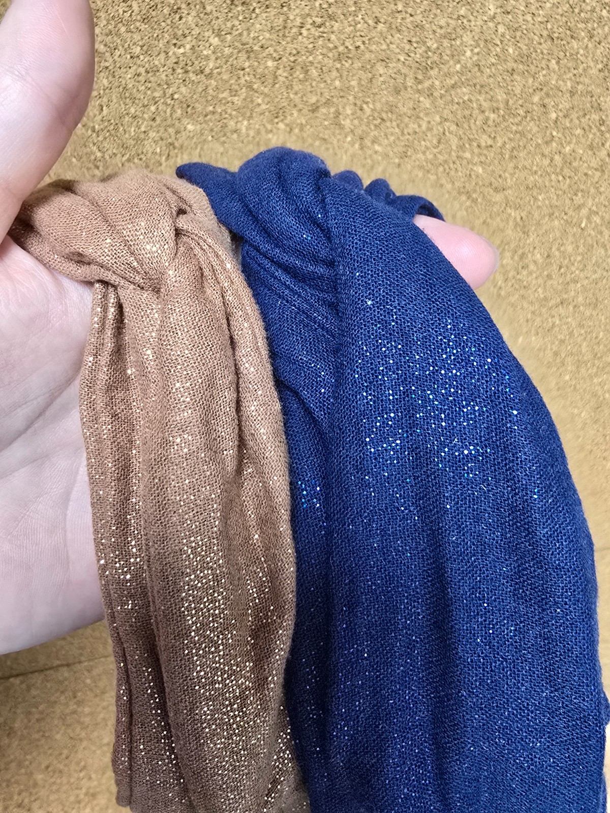 Haarband mousseline met draad | cognac | marine | handgemaakt | vormbaar | meerdere draagwijzen