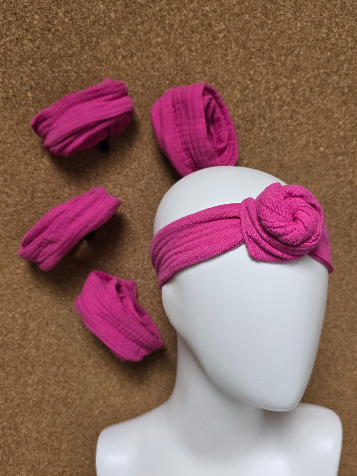 Haarband mousseline met draad | fuchsia | roze | handgemaakt | vormbaar | meerdere draagwijzen