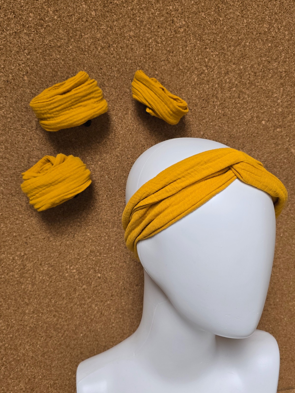 Haarband mousseline met draad | geel | oranje | handgemaakt | vormbaar | meerdere draagwijzen