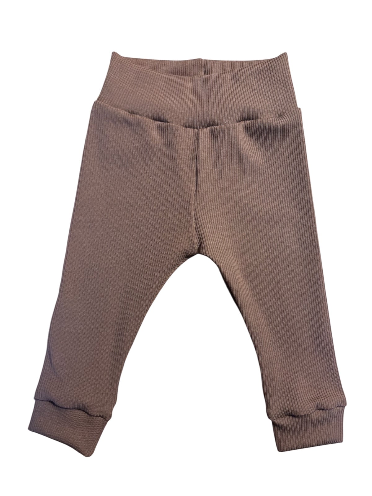 Handgemaakt baby broekje bruin rib