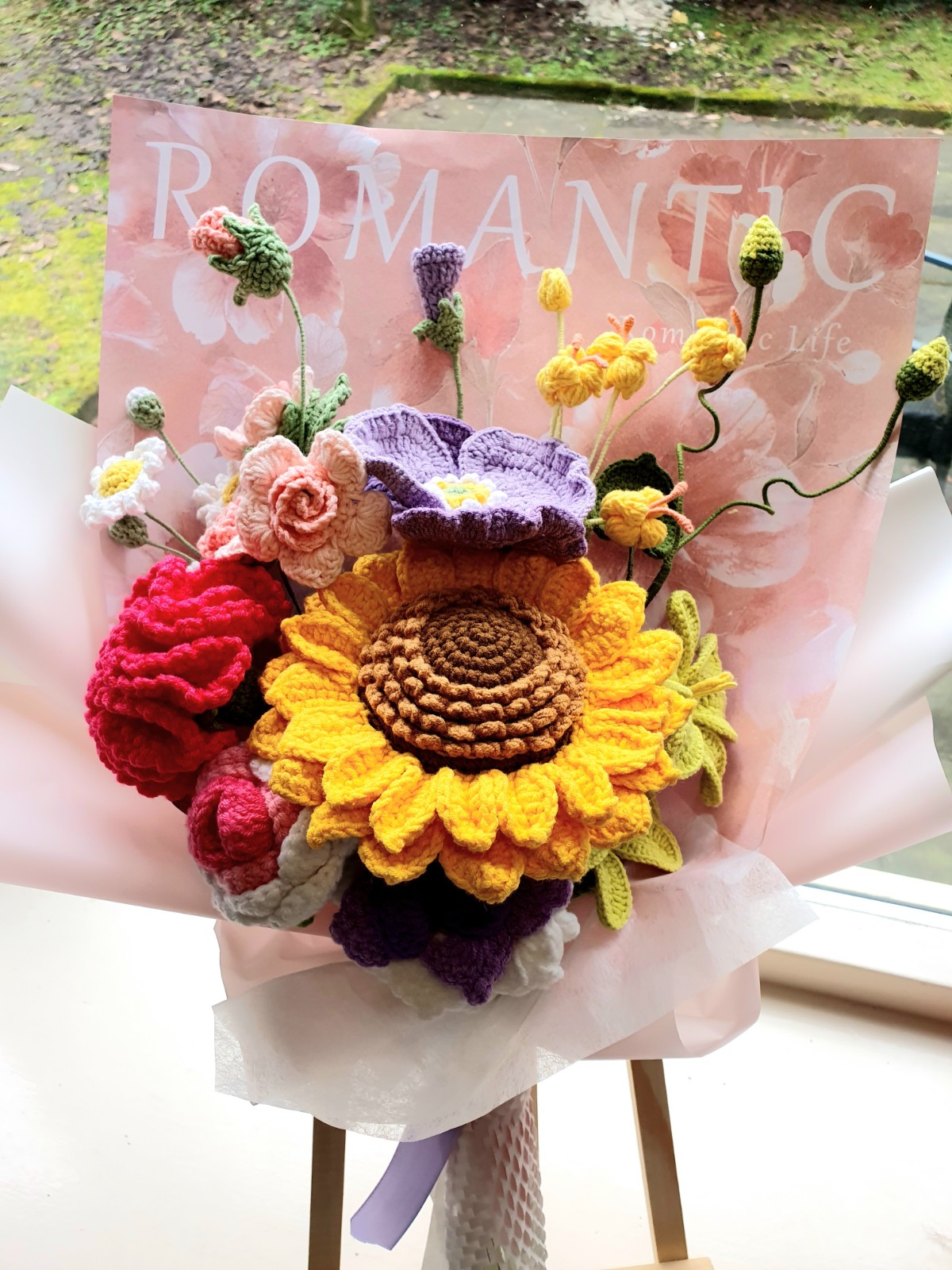 Handgemaakt Gehaakt Zonnebloemboeket – Kleurrijk & Uniek